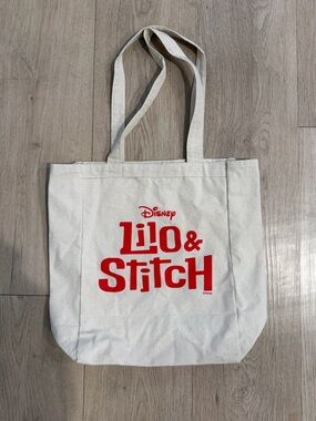 Disney Canvas Tote with Red Lilo & Stitch Logo